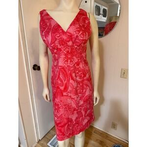 Jones New York Pink Paisley Sleeveless Stretch Cotton Blend Short Dress 10